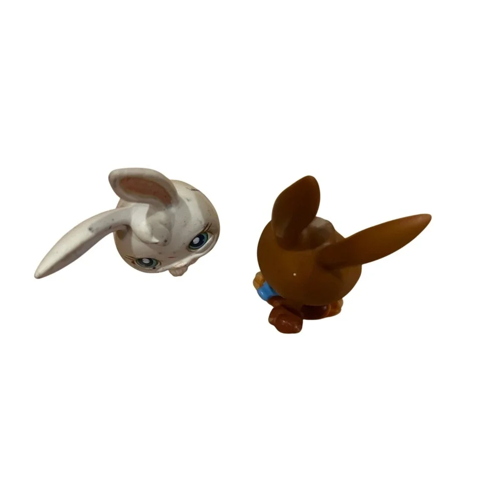 Littlest Pet Shop Bunny Rabbit Lot Blue Eyes Purple Eyes LPS Hasbro 2pc